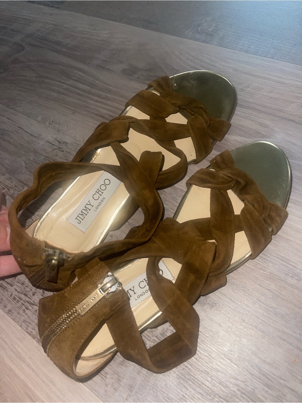 Vintage Jimmy Choo Kemble Caged Suede Strappy Slingback Sandal Size 37 (W 7/7.5)